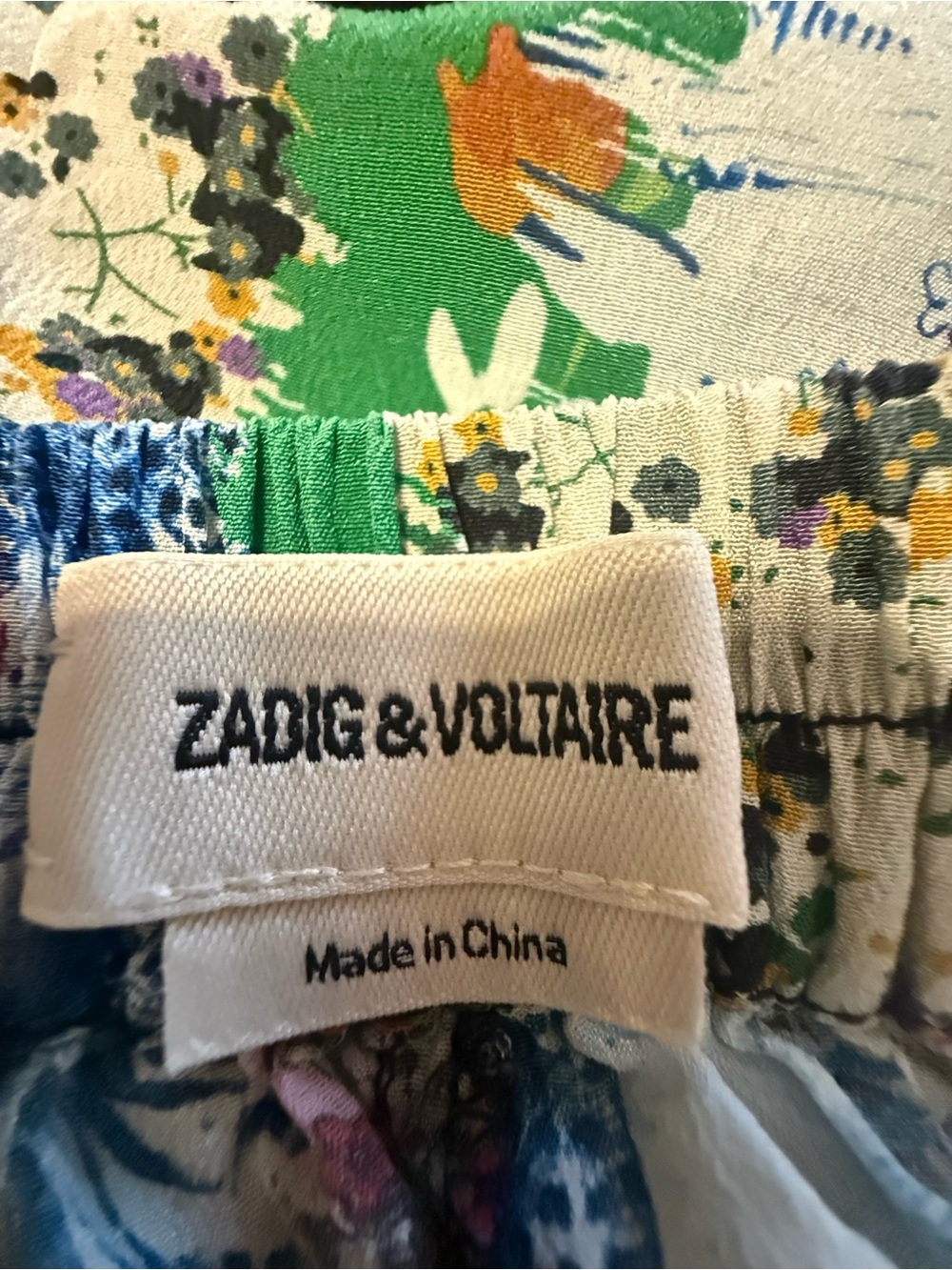 Zadig & Voltaire Saturne Mix Print CDC silk shorts, bright patchwork Sz 42 - Picture 5 of 5